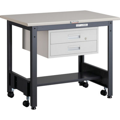 TRUSCO 中荷重作業台(500kg)CFW型 900X600XH740 2段引出付 ダークグレー色 CFWS-0960F2 1台（直送品）