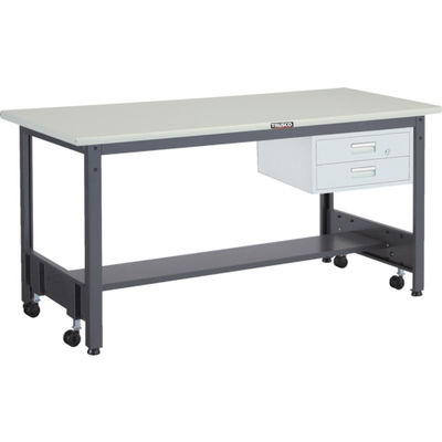 TRUSCO 中荷重作業台(500kg)CFW型 1800X900XH740 2段引出付 ダークグレー色 CFWS-1890F2 1台（直送品）