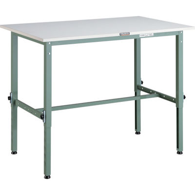 TRUSCO 軽荷重作業台高さ調節式(150kg)AEM型 900X750XH650~950 基本タイプ グリーン色 AEM-0975 1台（直送品）