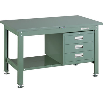 TRUSCO 中荷重作業台(1200kg)HW型 1200X750XH740 3段引出付 グリーン色 緑 SHW-1200D3 GN 1台（直送品）
