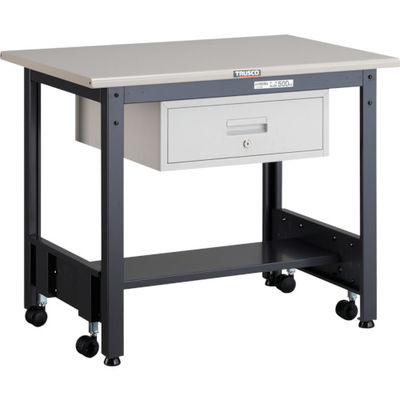 TRUSCO 中荷重作業台(500kg)CFW型 900X600XH740 1段引出付 ダークグレー色 CFWS-0960F1 1台（直送品）