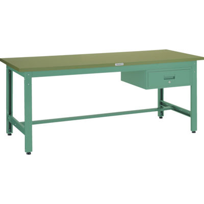 トラスコ中山 TRUSCO 中荷重作業台(800kg)GW型 1800X750XH740 1段引出付 グリーン色 GWP-1875F1 1台（直送品）