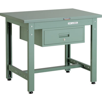 トラスコ中山 TRUSCO 中荷重作業台(800kg)GW型 900X600XH740 1段引出付 グリーン色 GWS-0960F1 1台（直送品）