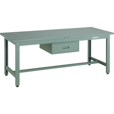 トラスコ中山 TRUSCO 中荷重作業台(800kg)GW型 1800X750XH740 1段引出付 グリーン色 GWS-1875F1 1台（直送品）