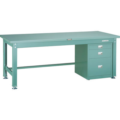 TRUSCO 中荷重作業台(2000kg)DW型 1200X750XH740 3段ワゴン付 グリーン色 SDW-1200UDC111 1台（直送品）