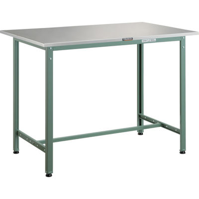 TRUSCO 軽荷重立作業台(300kg)HAE型 1500X750XH900 ステンレス張り グリーン色 HAES-1500 1台（直送品）