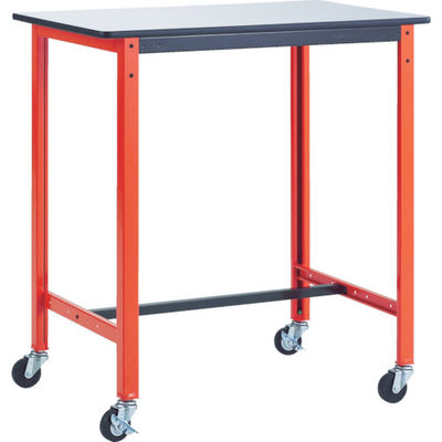 TRUSCO 軽荷重立作業台(150kg)TFAE型 900X600XH966 φ75キャスター付 オレンジ色 TFAE-0960C75（直送品）