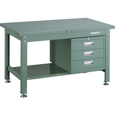 TRUSCO 中荷重作業台(2000kg)DW型 1200X750XH740 3段引出付 グリーン色 SDW-1200D3 1台（直送品）