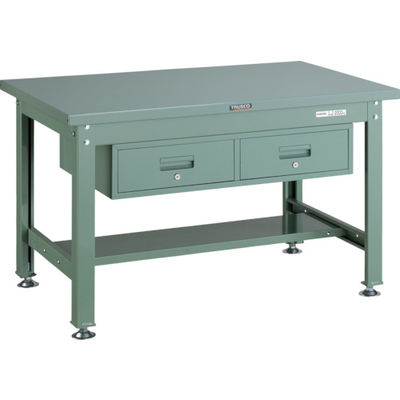 TRUSCO 中荷重作業台(2000kg)DW型 1200X750XH740 2列引出付 グリーン色 SDW-1200FL2 1台（直送品）