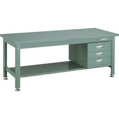 TRUSCO 中荷重作業台(2000kg)DW型 1800X750XH740 3段引出付 グリーン色 SDW-1800D3 1台（直送品）