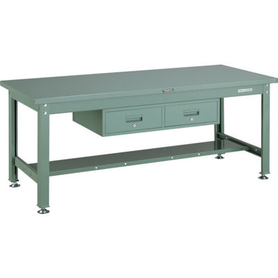 TRUSCO 中荷重作業台(2000kg)DW型 1800X750XH740 2列引出付 グリーン色 SDW-1800FL2 1台（直送品）