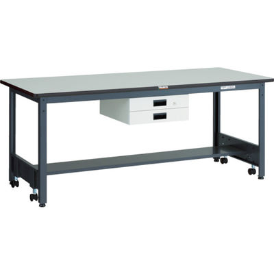 TRUSCO 中荷重作業台(500kg)CFW型 1800X900XH740 薄型2段引出付 ダークグレー色 CFWP-1890UDK2（直送品）