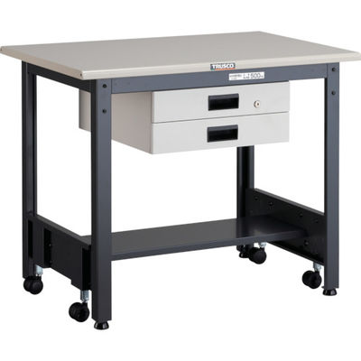 TRUSCO 中荷重作業台(500kg)CFW型 900X600XH740 薄型2段引出付 ダークグレー色 CFWS-0960UDK2 1台（直送品）