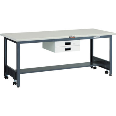 TRUSCO 中荷重作業台(500kg)CFW型 1800X900XH740 薄型2段引出付 ダークグレー色 CFWS-1890UDK2（直送品）