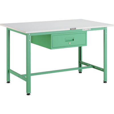 TRUSCO 軽荷重作業台(300kg)AE型 900X600XH740 1段引出付 ヤンググリーン色 AE-0960F1 YG 1台（直送品）