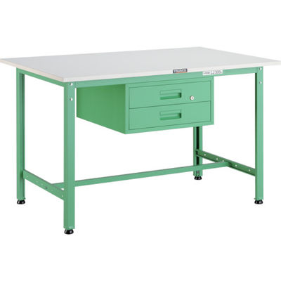 TRUSCO 軽荷重作業台(300kg)AE型 900X600XH740 2段引出付 ヤンググリーン色 AE-0960F2 YG 1台（直送品）