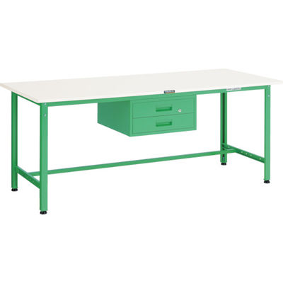 TRUSCO 軽荷重作業台(300kg)AE型 1800X750XH740 2段引出付 ヤンググリーン色 AE-1800F2 YG 1台（直送品）