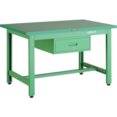 TRUSCO 中荷重作業台(800kg)GW型 900X600XH740 1段引出付 ヤンググリーン色 GWP-0960F1 YG 1台（直送品）