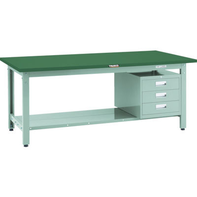 トラスコ中山 TRUSCO 中荷重作業台(800kg)GW型 1800X750XH740 3段引出付 グリーン色 GWP-1875D3 1台（直送品）