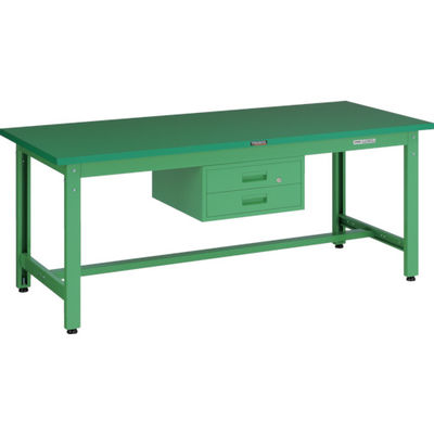 TRUSCO 中荷重作業台(800kg)GW型 1800X750XH740 2段引出付 ヤンググリーン色 GWP-1875F2 YG 1台（直送品）