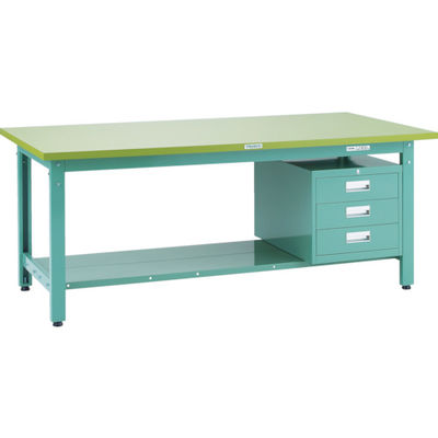 トラスコ中山 TRUSCO 中荷重作業台(800kg)GW型 1800X900XH740 3段引出付 グリーン色 GWP-1890D3 1台（直送品）