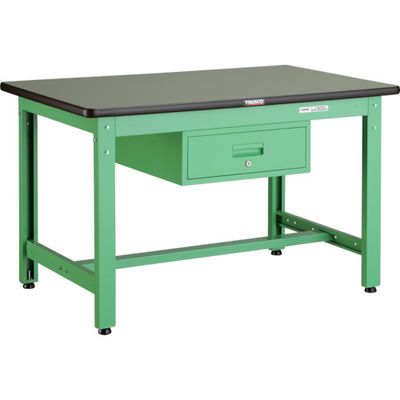 TRUSCO 中荷重作業台(800kg)GW型 900X600XH740 1段引出付 ヤンググリーン色 GWR-0960F1 YG 1台（直送品）