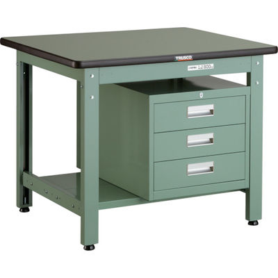 トラスコ中山 TRUSCO 中荷重作業台(800kg)GW型 900X750XH740 3段引出付 グリーン色 GWR-0975D3 1台（直送品）