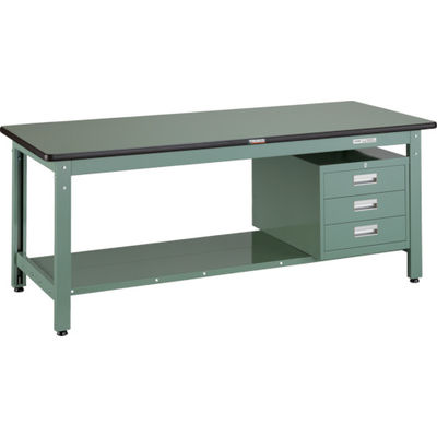 トラスコ中山 TRUSCO 中荷重作業台(800kg)GW型 1800X750XH740 3段引出付 グリーン色 GWR-1875D3 1台（直送品）
