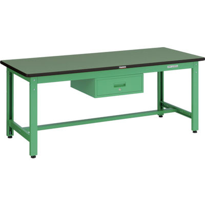 TRUSCO 中荷重作業台(800kg)GW型 1800X750XH740 1段引出付 ヤンググリーン色 GWR-1875F1 YG 1台（直送品）