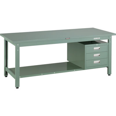 トラスコ中山 TRUSCO 中荷重作業台(800kg)GW型 1800X750XH740 3段引出付 グリーン色 GWS-1875D3 1台（直送品）