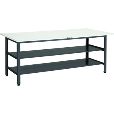 TRUSCO 軽荷重作業台(400kg)LEW型 1800X750XH740 全面棚2段付 ダークグレー色 LEWP-1800LTW 1台（直送品）