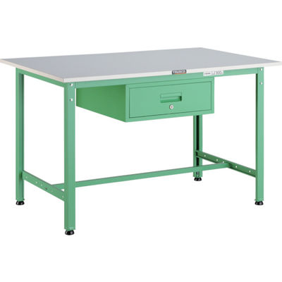 TRUSCO 軽荷重作業台(300kg)AE型 900X600XH740 1段引出付 ヤンググリーン色 RAE-0960F1 YG 1台（直送品）