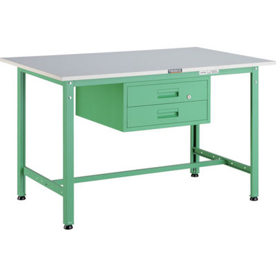 TRUSCO 軽荷重作業台(300kg)AE型 900X600XH740 2段引出付 ヤンググリーン色 RAE-0960F2 YG 1台（直送品）