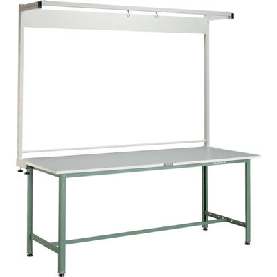 TRUSCO 軽荷重作業台(300kg)AE型 1800X750XH1948(全高) ツールハンガー付 グリーン色 RAE-1800THN（直送品）