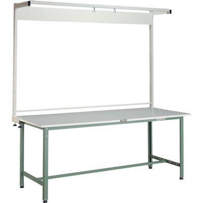TRUSCO 軽荷重作業台(300kg)AE型 1800X900XH1948(全高) ツールハンガー付 グリーン色 RAE-1809THN（直送品）