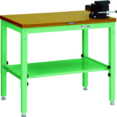 トラスコ中山 TRUSCO UTV型作業台 900X600XH600ー810 バイス付 ヤンググリーン色 UTV-960V12YG 1台（直送品）