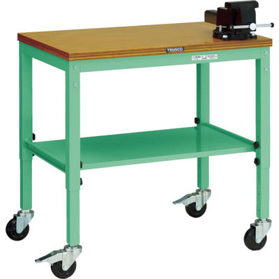 トラスコ中山 TRUSCO UTVC型移動作業台 900X600 バイス・車輪付 ヤンググリーン色 UTVC-960V12YG 1台（直送品）