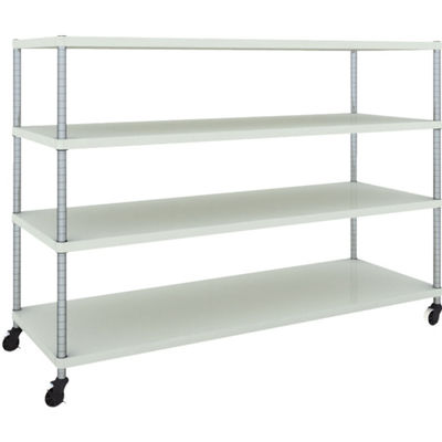 TRUSCO フェニックスラック 1800X600 4段 U車輪付 W色 抗菌粉体塗装 PER-4664-U125-W 1台(1個)（直送品）