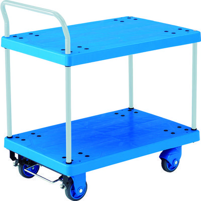 トラスコ中山 TRUSCO 樹脂台車 グランカート サイレント 2段片袖 800X535 ストッパー付 TP-X804S 1台（直送品）