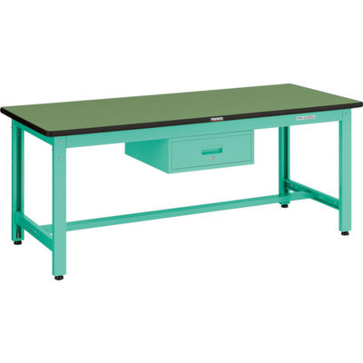 トラスコ中山 TRUSCO 中荷重作業台(800kg)GW型 1800X900XH740 1段引出付 グリーン色 GWS-1890F1 1台（直送品）
