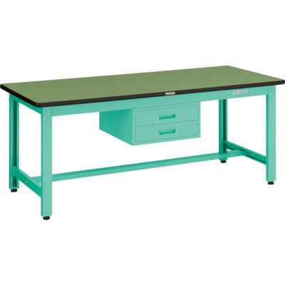 トラスコ中山 TRUSCO 中荷重作業台(800kg)GW型 1800X900XH740 2段引出付 グリーン色 GWS-1890F2 1台（直送品）