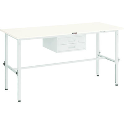 TRUSCO 軽荷重作業台高さ調節式(150kg)AEM型 900X600XH650~950 2段引出付 グリーン色 AEM-0960F2（直送品）