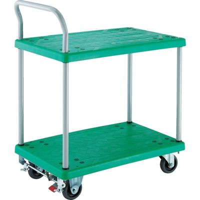 トラスコ中山 TRUSCO 樹脂台車 グランカート 2段片袖 718X468 ストッパー付 TP-704S 1台 855-5529（直送品）