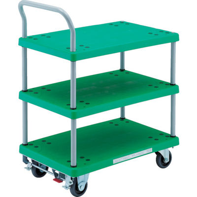 トラスコ中山 TRUSCO 樹脂台車 グランカート 3段片袖 718x468 ストッパー付 TP-705S 1台 855-5532（直送品）