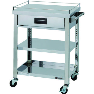 東製作所 アズマ 4方コボレ止め・引出付ワゴン 3段 4GWGO3-600K 1台 828-3331（直送品）