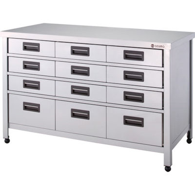 東製作所 アズマ ステンレス製縦型引出し付作業台 1200×600×800 引出し数12 HTVO-1200 1台 455-2385（直送品）