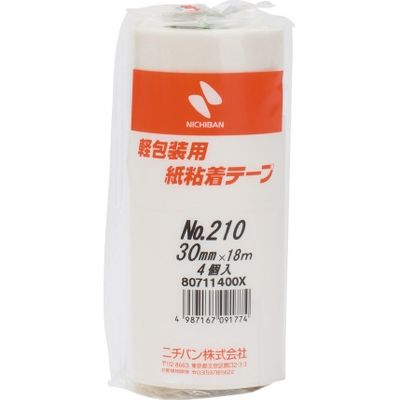 ニチバン 紙粘着テープ 白 30mm×1パック（4個入） 210-30（直送品）