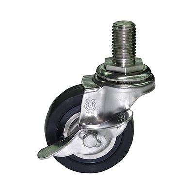 シンコー オプションキャスター 4個 φ75 ゴム車ストッパー付 (ステンレス金具) CSR-75x4 1式(4個) 62-9222-11（直送品）