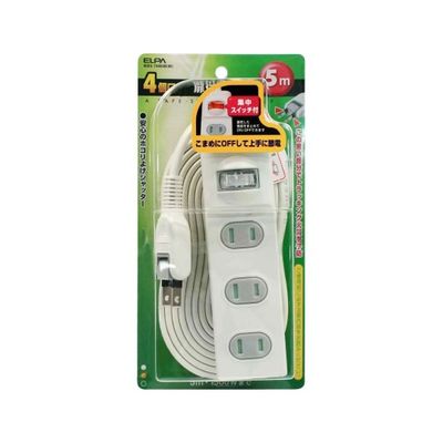 朝日電器 1SW扉付タップ4P5m WBS-T4050B(W) 1個 62-8561-90（直送品）