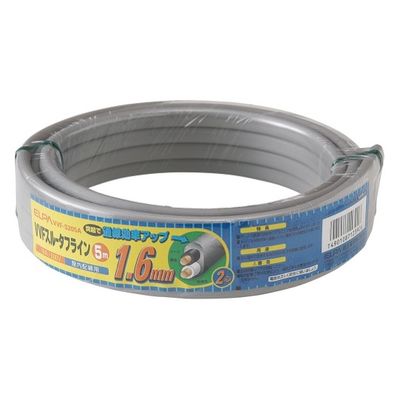 朝日電器 VVFスルー 5m 1.6mm×2心 VVF-S205A 1個 62-8579-43（直送品）